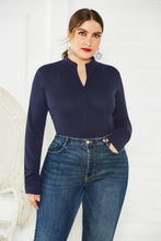 Load image into Gallery viewer, Plus Size Zip Up Long Sleeve Bodysuit