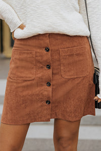 Buttoned Corduroy Mini Skirt