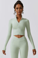 Load image into Gallery viewer, Zip Up Long Sleeve Cropped Active Top