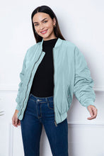 Load image into Gallery viewer, Ruched Zip Up Dropped Shoulder Jacket