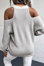 Load image into Gallery viewer, Cold Shoulder Plunge Neck Ribbed Cardigan