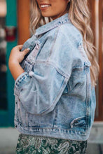 Load image into Gallery viewer, Distressed Drop Shoulder Denim Jacket