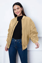 Load image into Gallery viewer, Ruched Zip Up Dropped Shoulder Jacket