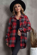 Load image into Gallery viewer, Plaid Collared Neck Button Up Jacket with Pockets