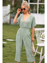 Load image into Gallery viewer, Polka Dot Surplice Neck Jumpsuit with Pockets