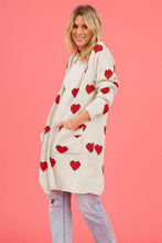 Load image into Gallery viewer, Heart Graphic Open Front Cardigan with Pockets