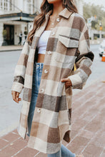 Load image into Gallery viewer, Plaid Button Up Dropped Shoulder Coat