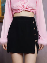 Load image into Gallery viewer, Decorative Button Slit Mini Skirt