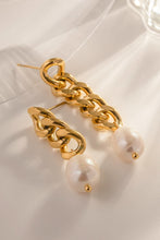 Load image into Gallery viewer, Stainless Steel Pearl Asymmetrical Earrings