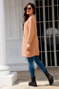 Open Front Long Sleeve Cardigan with Pockets