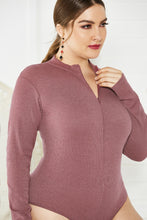 Load image into Gallery viewer, Plus Size Zip Up Long Sleeve Bodysuit