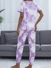 Load image into Gallery viewer, Tie-Dye Round Neck Top and Pants Lounge Set