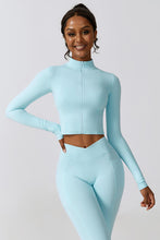 Load image into Gallery viewer, Zip Up Long Sleeve Cropped Active Top