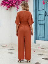 Load image into Gallery viewer, Decorative Button V-Neck Half Sleeve Jumpsuit