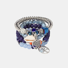 Load image into Gallery viewer, Silver-Plated Beaded Charm Bracelet