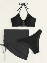 Load image into Gallery viewer, Tied Halter Neck Three-Piece Swim Set