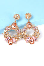 Load image into Gallery viewer, Zinc Alloy Frame Glass Stone Dangle Earrings