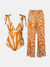 Load image into Gallery viewer, Printed Tie Shoulder Swimwear and Pants Swim Set