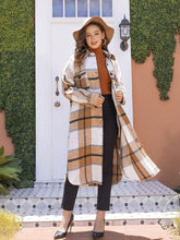 Load image into Gallery viewer, Plaid Button Up Dropped Shoulder Coat