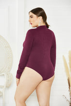 Load image into Gallery viewer, Plus Size Zip Up Long Sleeve Bodysuit