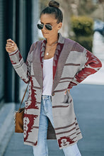 Load image into Gallery viewer, Geometric Open Front Pocketed Cardigan