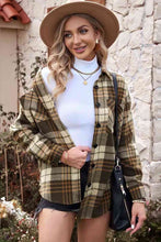 Load image into Gallery viewer, Plaid Collared Neck Button Up Jacket with Pockets