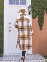 Load image into Gallery viewer, Plaid Button Up Dropped Shoulder Coat