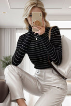 Load image into Gallery viewer, Striped Turtleneck Long Sleeve T-Shirt