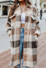 Load image into Gallery viewer, Plaid Button Up Dropped Shoulder Coat