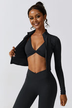 Load image into Gallery viewer, Zip Up Long Sleeve Cropped Active Top