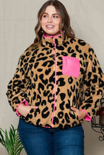 Load image into Gallery viewer, Plus Size Leopard Zip Up Jacket with Pockets