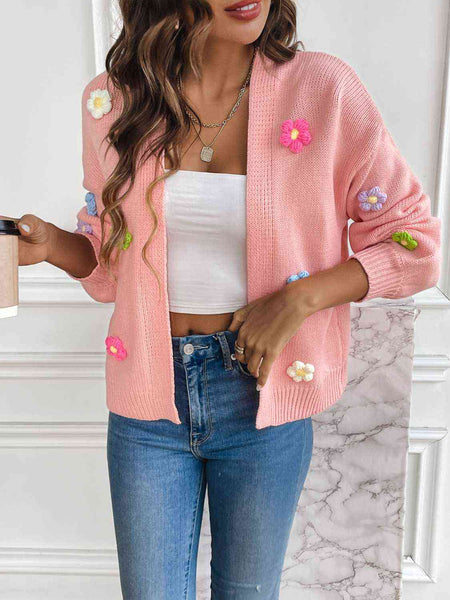 Floral Long Sleeve Open Front Cardigan