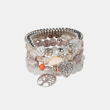 Load image into Gallery viewer, Silver-Plated Beaded Charm Bracelet