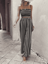 Load image into Gallery viewer, Raw Hem Straight Neck Cropped Top and Long Pants Set