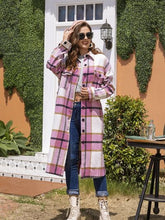 Load image into Gallery viewer, Plaid Button Up Dropped Shoulder Coat