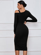 Load image into Gallery viewer, Ribbed Ruched Drawstring Wrap Dress