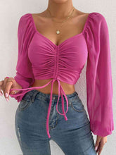 Load image into Gallery viewer, Drawstring Sweetheart Neck Cropped Top