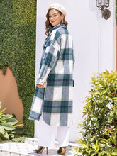 Load image into Gallery viewer, Plaid Button Up Dropped Shoulder Coat