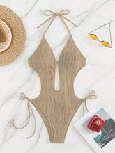 Load image into Gallery viewer, Textured Cutout Tied One-Piece Swimwear