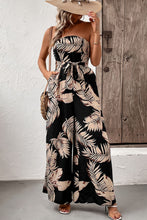 Load image into Gallery viewer, Printed Strapless Wide Leg Jumpsuit with Pockets