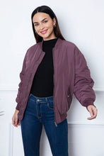 Load image into Gallery viewer, Ruched Zip Up Dropped Shoulder Jacket