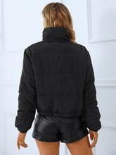 Load image into Gallery viewer, Snap and Zip Closure Drawstring Cropped Winter Coat