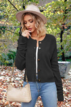 Load image into Gallery viewer, Button Up Round Neck Drop Shoulder Cardigan