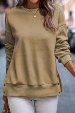 Load image into Gallery viewer, Snap Detail Round Neck Dropped Shoulder Sweatshirt