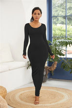 Load image into Gallery viewer, Round Neck Long Sleeve Maxi Wrap Dress