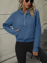 Load image into Gallery viewer, Zip-Up Raglan Sleeve Hoodie with Pocket