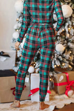 Load image into Gallery viewer, Plaid Long Sleeve Top and Pants Lounge Set