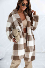 Load image into Gallery viewer, Plaid Collared Neck Longline Coat