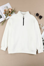 Load image into Gallery viewer, Quarter Zip Dropped Shoulder Sweatshirt