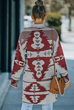 Load image into Gallery viewer, Geometric Open Front Pocketed Cardigan